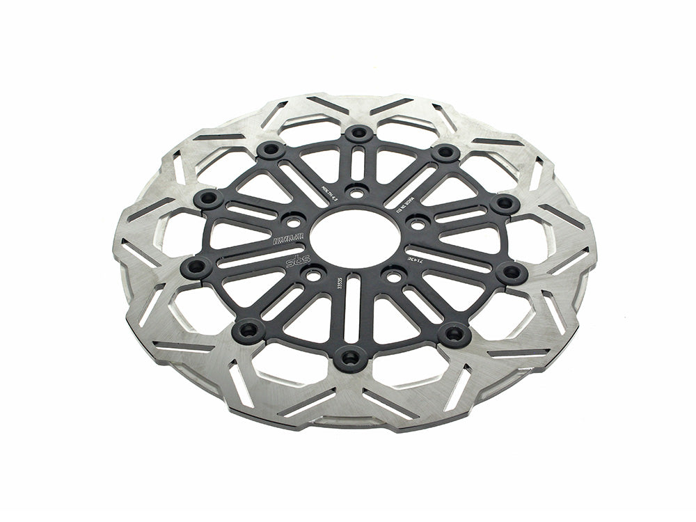Kodlin KM-K7143E 11.8" Front 10-Spoke Disc Rotor Polished Band & Black Carrier for Harley-Davidson Dyna 06-17/Softail 15-Up/Sportster 14-21 & some Touring 08-Up