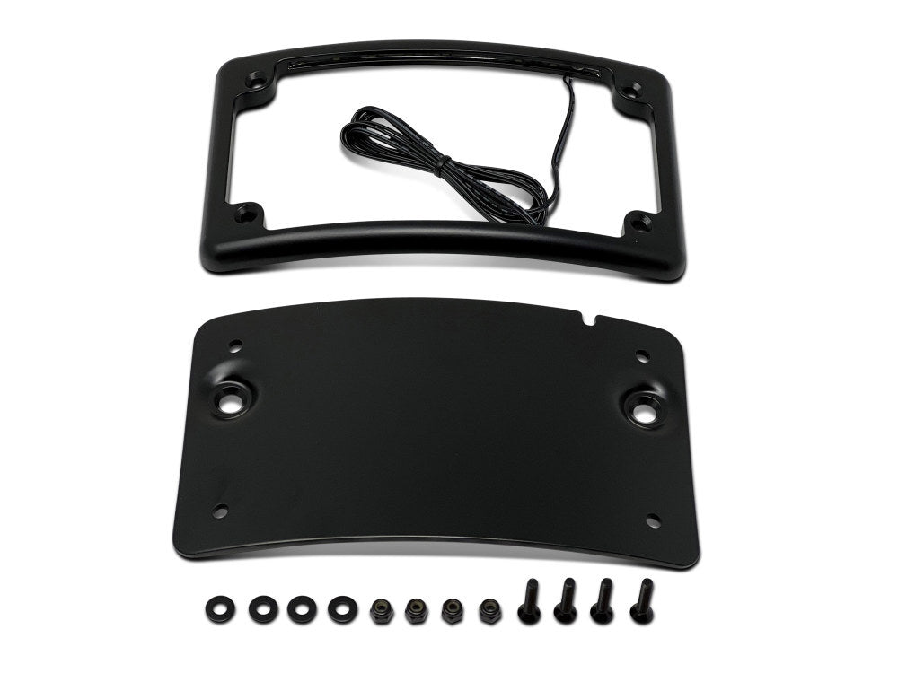 Kodlin KM-KUS20200 Curved Low Profile Number Plate Frame Black w/LED Illumination