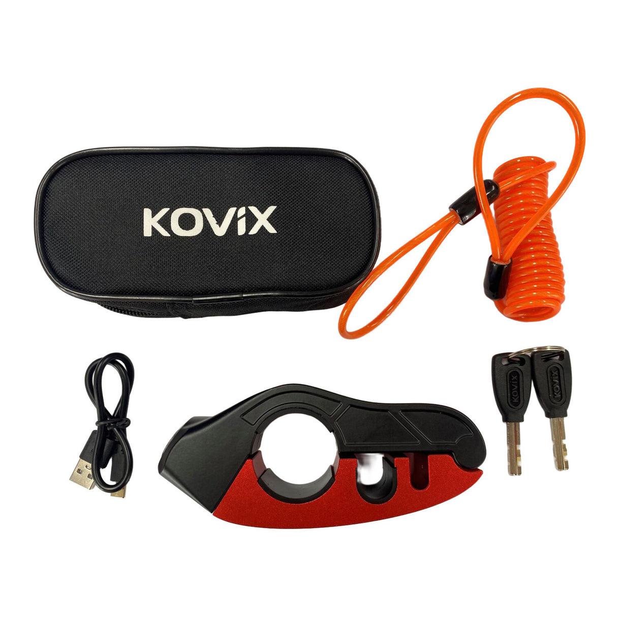 Kovix KHL-R Series Alarmed Handlebar Lock Red