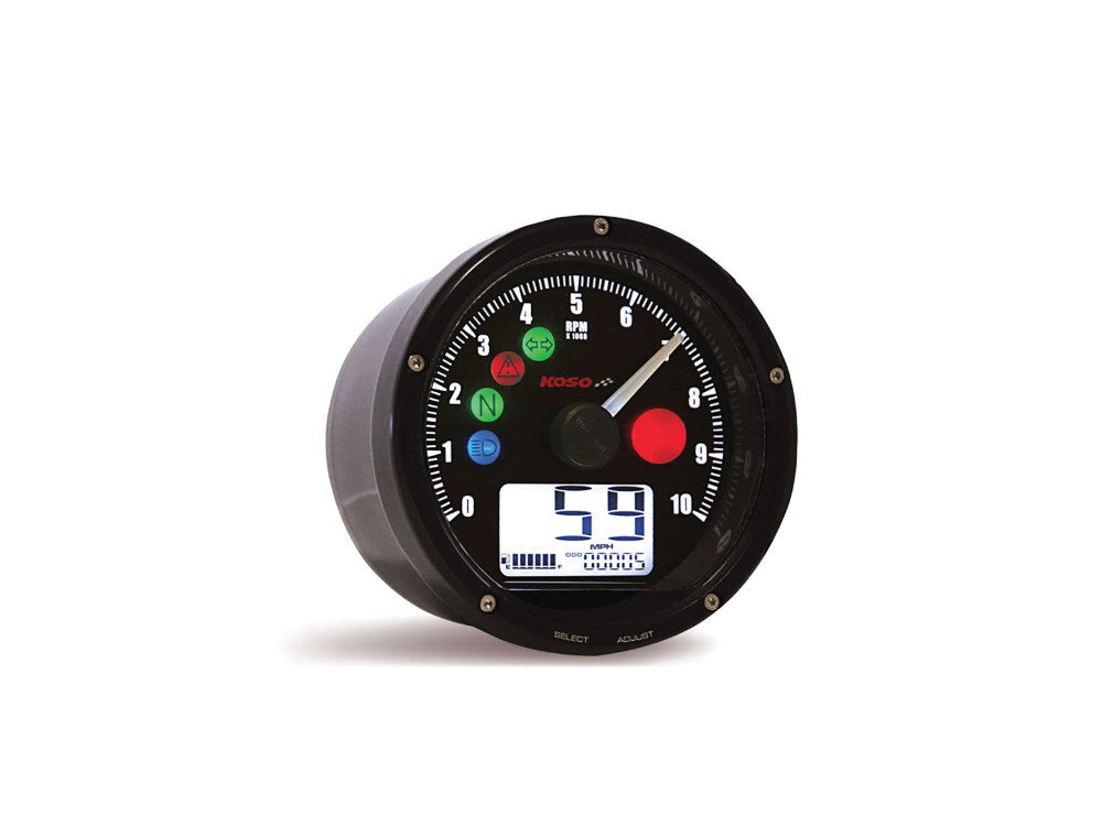 Koso KOS-BA035K00-HD 3-3/8" Digital Speedometer w/Tachometer Black