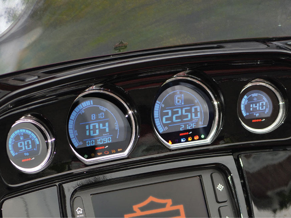 Koso KOS-BA064900 Speedometer & Tachometer 4 Gauge Kit Blue/Red for Touring 14-20 w/Fairing