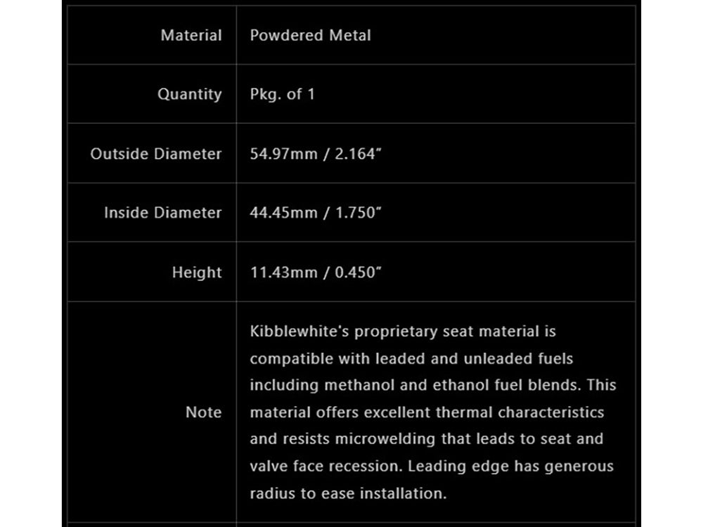 Kibblewhite KPM-10-SC550 Intake Valve Seat for Harley-Davidson Big Twin 66-84