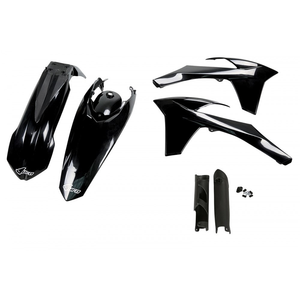 UFO Plastics Kit Black for EXC 125/XC W125/EXC 200/EXC 250/XC W250/EXC-F 250/XCF W250/EXC 300/XC W300/EXC-F 350/XCF W350/EXC-F 450/XCF W450/EXC-F 500/XCF W500 12-13