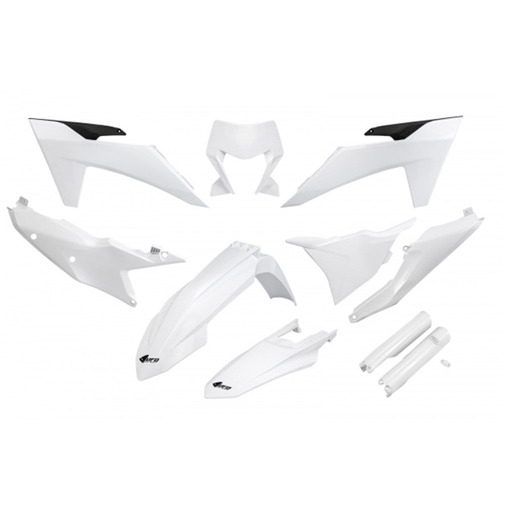 UFO Plastics Kit White for KTM EXC/XC W150/EXC/XC W/EXC/XC W/EXC-F/XCF W250/EXC/XC W300/EXC-F/XCF W350/EXC-F/XCF W450/EXC-F/XCF W500 24-Up