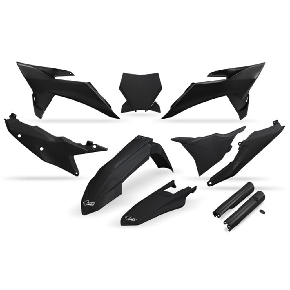 UFO Full Plastics Kit Black for KTM SX 150/SX-F 350/SX 300/XC 125/XC-F 350 2025/SX 250/SX 125/SX-F 450/SX-F 250/XC-F 250/XC 250/XC 300/XC-F 450 25-26