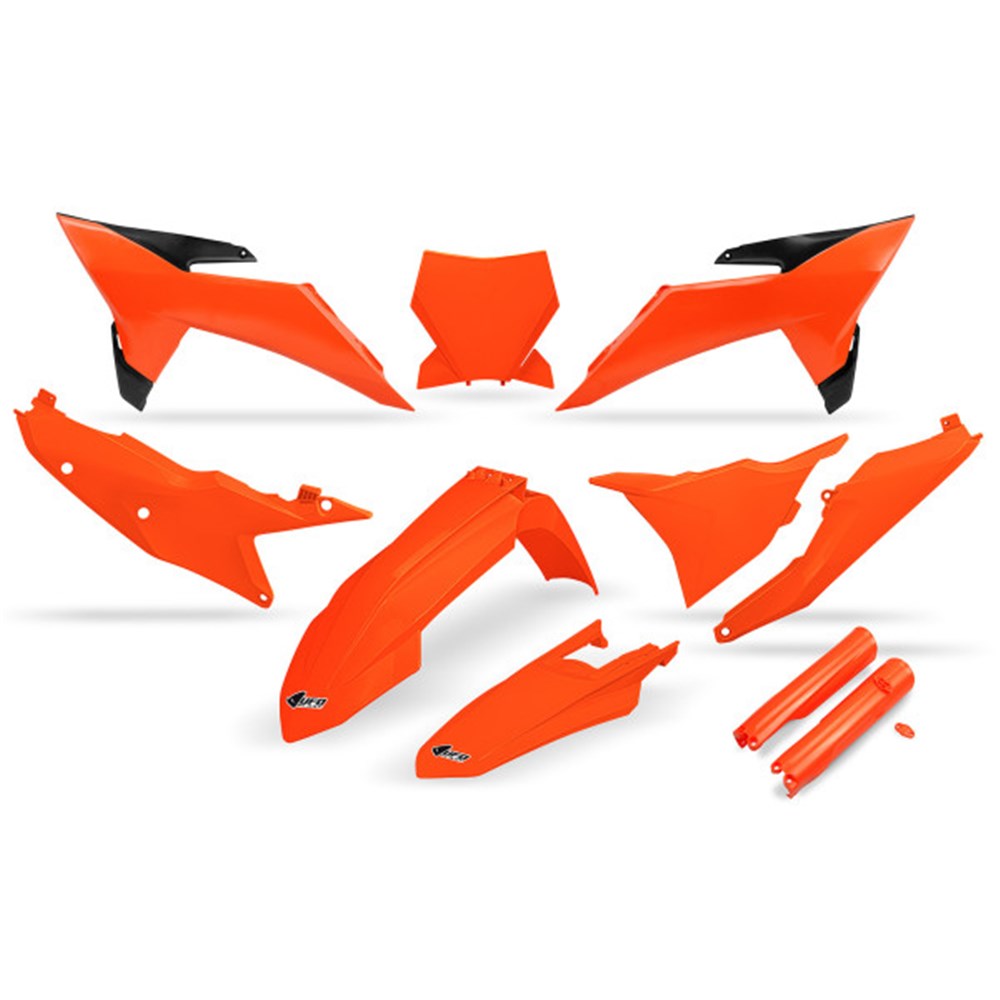 UFO Full Plastics Kit Neon Orange for KTM SX 150/SX-F 350/SX 300/XC 125/XC-F 350 2025/SX 250/SX 125/SX-F 450/SX-F 250/XC-F 250/XC 250/XC 300/XC-F 450 25-26