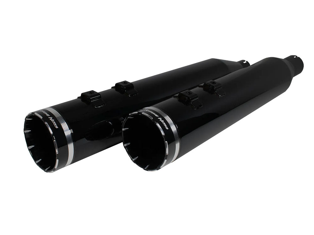 Khrome Werks KW202640 4-1/2" Obsidian Slip-On Mufflers Black Onyx w/Tracer End Caps for Touring 17-Up