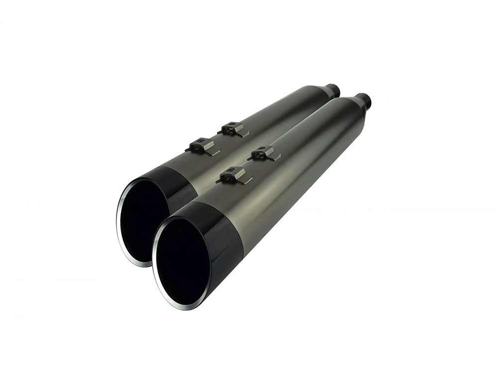 Khrome Werks KW202655 4-1/2" Smoke Slip-On Mufflers Smoked Satin Chrome w/Edge End Caps for Touring 17-Up