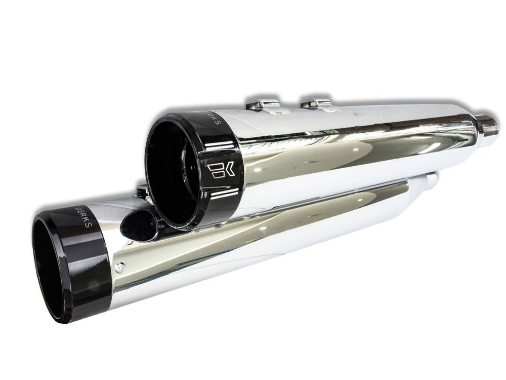 Khrome Werks KW202725 4 1/2" Klassic Slip-On Mufflers Chrome w/Black End Caps for Touring 17-Up