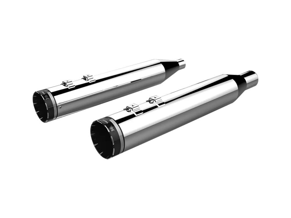 Khrome Werks KW202735 4.5" Tracer Slip-On Mufflers Chrome w/Black End Caps for Touring 17-Up