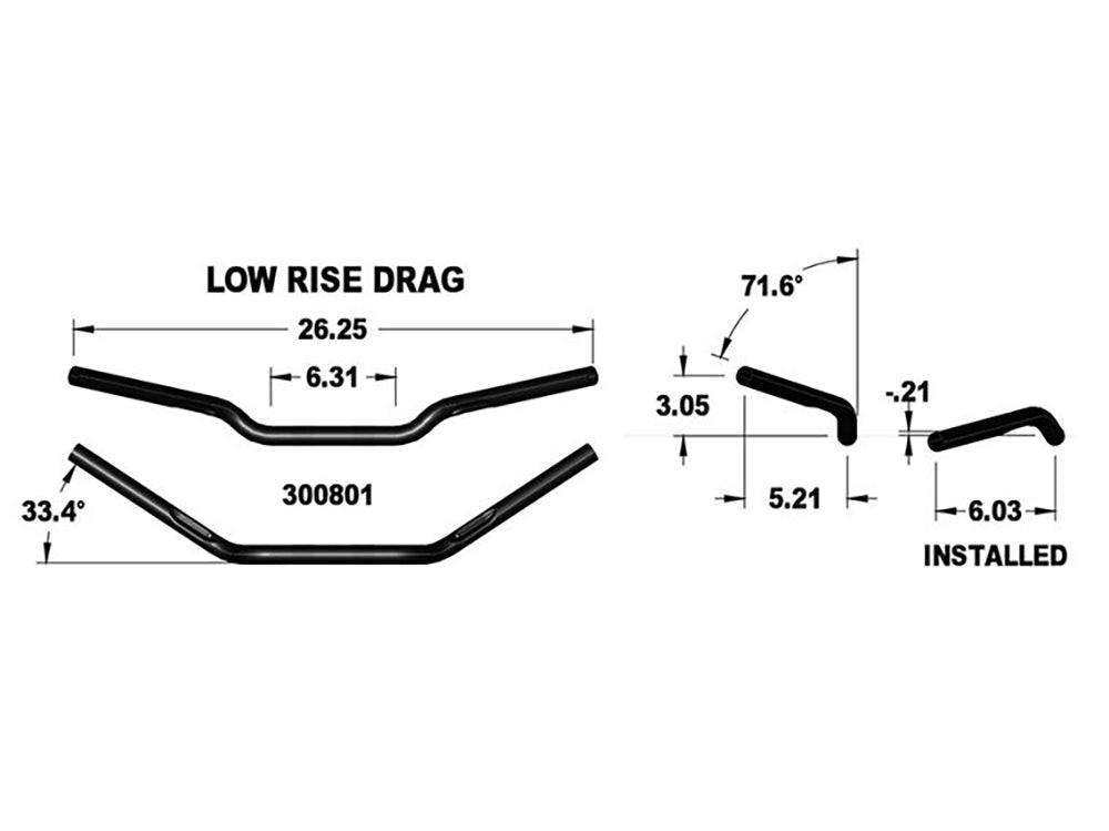 Khrome Werks KW300801 26" Wide x 1" Low-Rise Drag Bar Handlebar Black