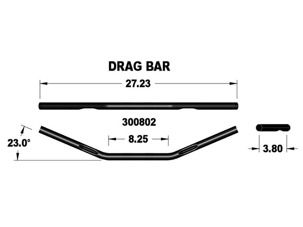 Khrome Werks KW300802 27" Wide x 1" Flat Drag Bar Handlebar Black