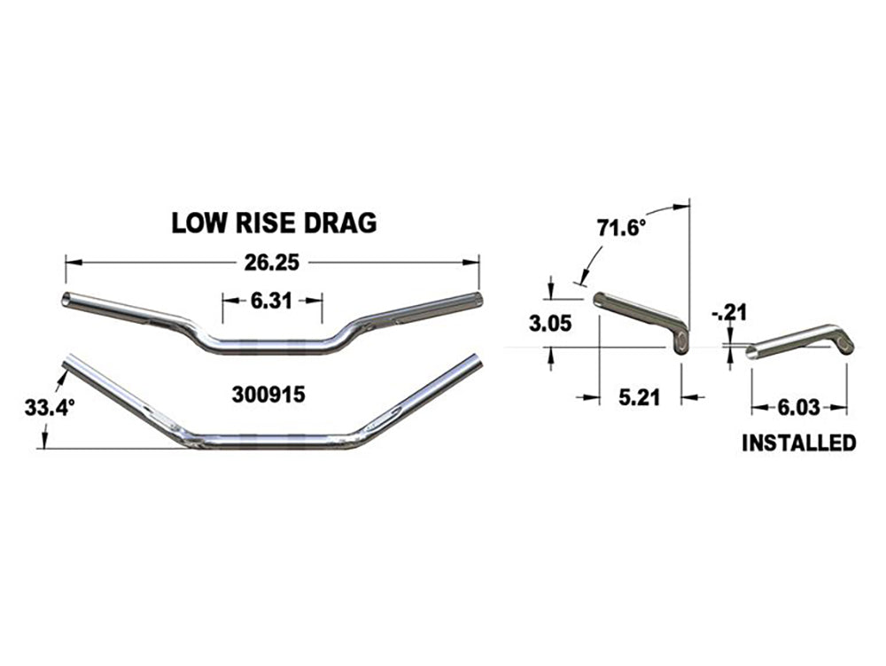 Khrome Werks KW300915 26" Wide x 1" Low-Rise Drag Bar Handlebar Chrome