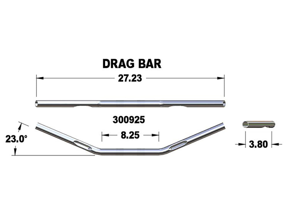 Khrome Werks KW300925 27" Wide x 1" Flat Drag Bar Handlebar Chrome