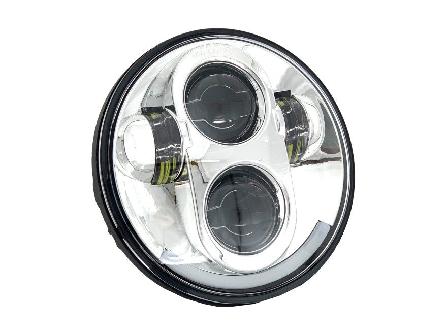 Letric Lighting Co LLC-LH-5C 5-3/4" LED Headlight Chrome for H-D/Indian Scout Models w/5-3/4" Headlight