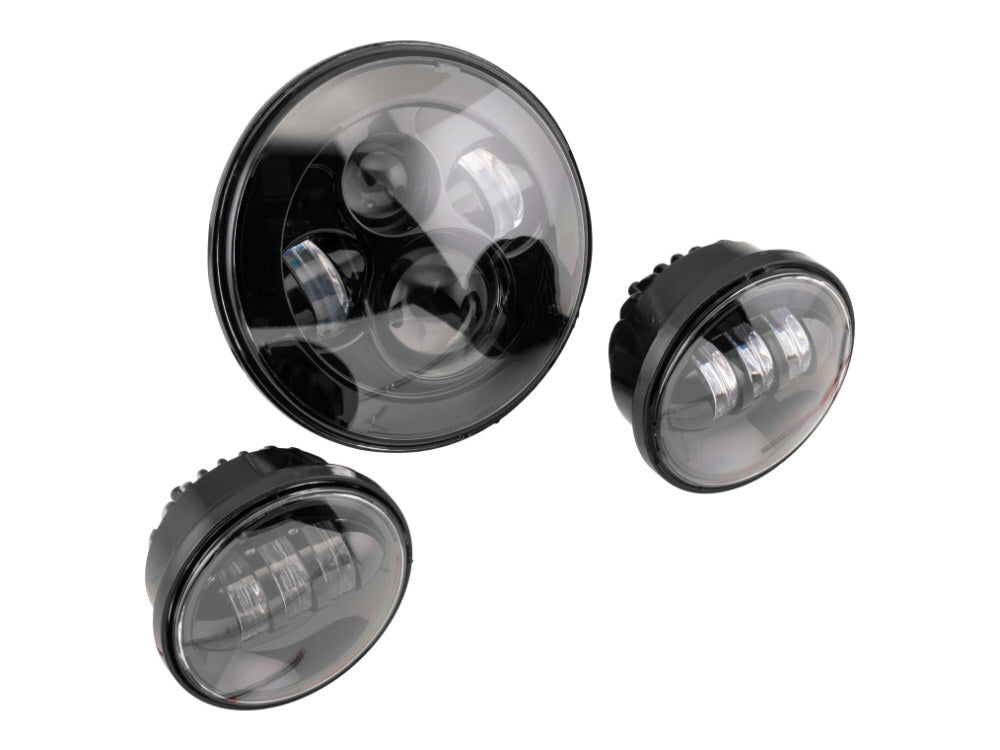 Letric Lighting Co LLC-LHK-7B 7" Headlight & 4-1/2" Passing Lamps Insert Bundle Black for H-D w/7" Headlights & 4-1/2" Passing Lamps