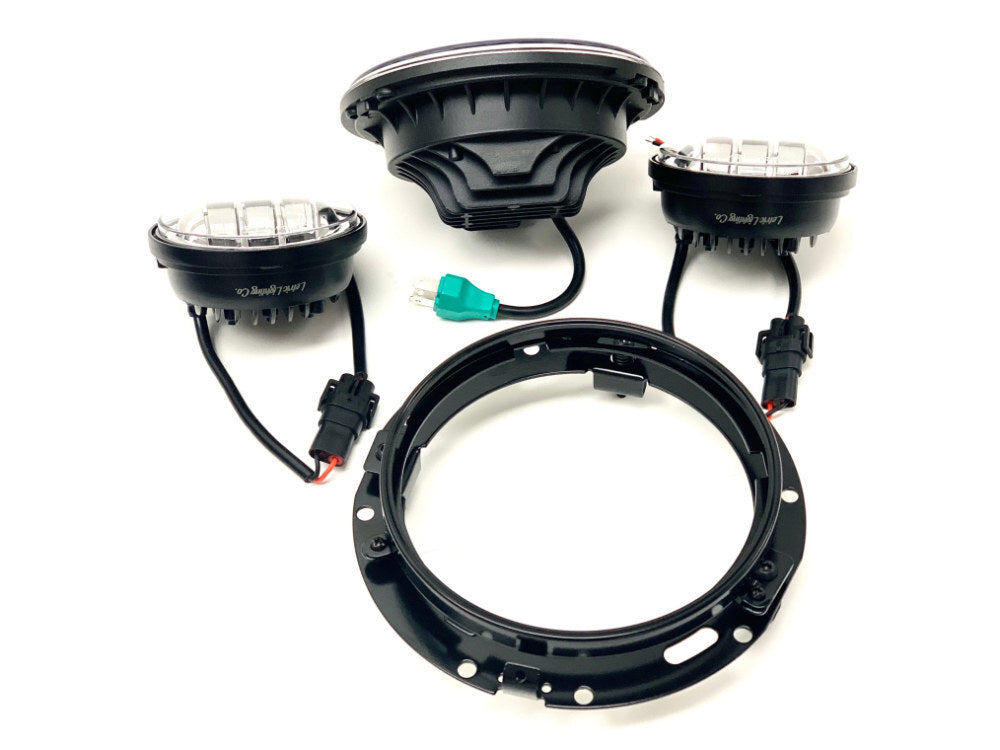 Letric Lighting Co LLC-LHK-7B 7" Headlight & 4-1/2" Passing Lamps Insert Bundle Black for H-D w/7" Headlights & 4-1/2" Passing Lamps