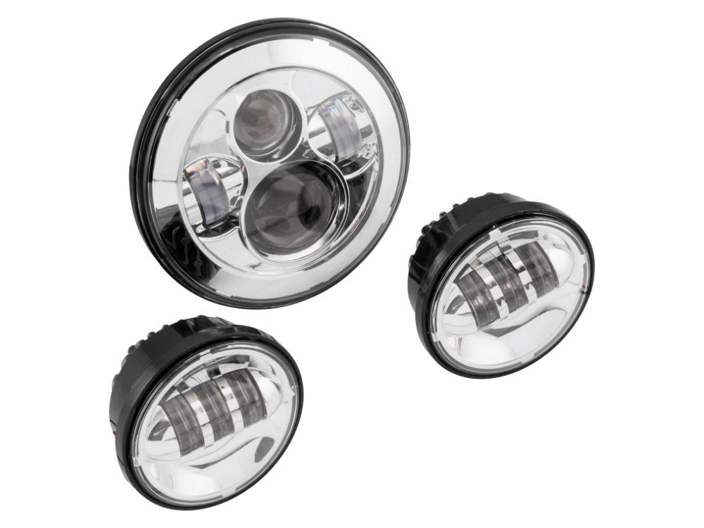 Letric Lighting Co LLC-LHK-7C 7" Headlight & 4-1/2" Passing Lamps Insert Bundle Chrome for H-D w/7" Headlights & 4-1/2" Passing Lamps