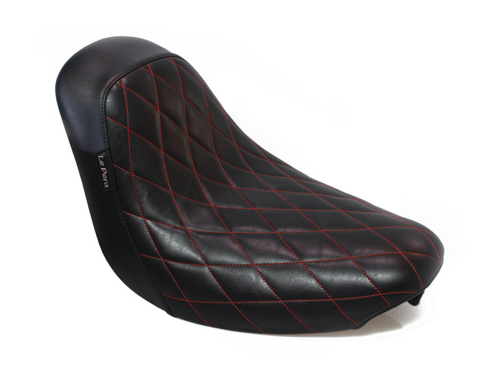 LePera Seats LP-LK-007DMR Bare Bones Solo Seat w/Red Diamond Stitch for Softail 06-17 w/200 OEM Rear Tyre