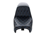 LePera Seats LP-LK-591DDB Kickflip Dual Seat w/Blue Double Diamond Stitch for Dyna 06-17