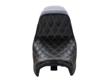 LePera Seats LP-LK-591DDG Kickflip Dual Seat w/Gold Double Diamond Stitch for Dyna 06-17