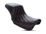 LePera Seats LP-LK-591DDR Kickflip Dual Seat w/Red Double Diamond Stitch for Dyna 06-17