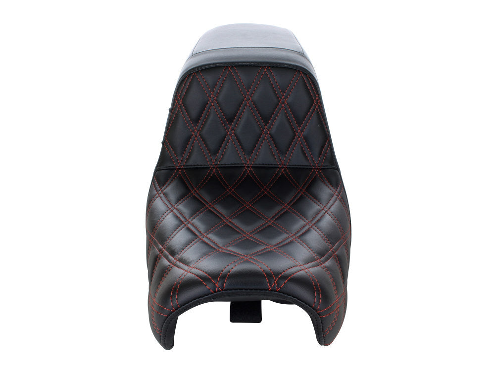 LePera Seats LP-LK-591DDR Kickflip Dual Seat w/Red Double Diamond Stitch for Dyna 06-17