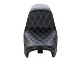 LePera Seats LP-LK-591DDW Kickflip Dual Seat w/White Double Diamond Stitch for Dyna 06-17