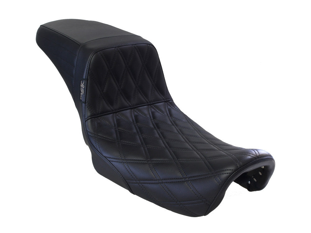 LePera Seats LP-LK-591DLDD Kickflip Daddy Long Legs Dual Seat w/Black Double Diamond Stitch for Dyna 06-17