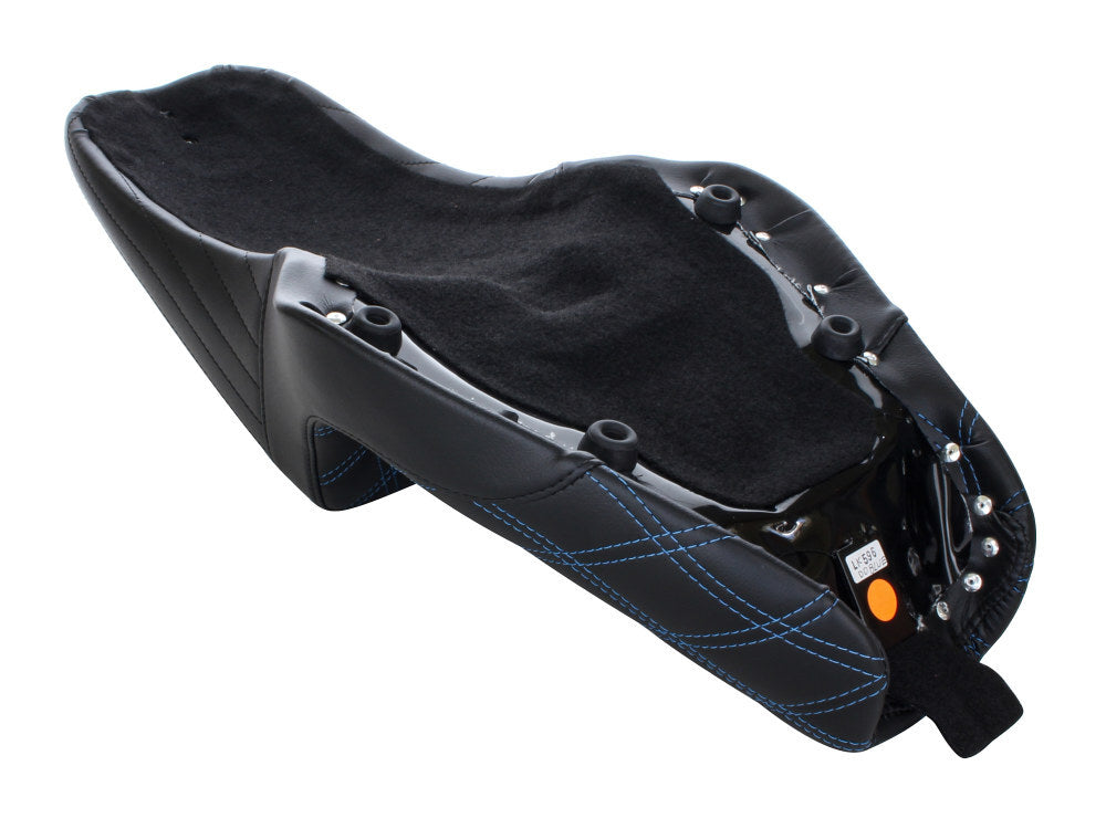 LePera Seats LP-LK-596DDB Kickflip Dual Seat w/Blue Double Diamond Stitch for Sportster 04-06 & 10-21 w/either 3.3 or 4.5 Gallon Tank