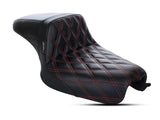 LePera Seats LP-LK-596DDR Kickflip Dual Seat w/Red Double Diamond Stitch for Sportster 04-06 & 10-21 w/either 3.3 or 4.5 Gallon Tank