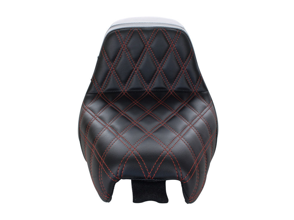 LePera Seats LP-LK-596DDR Kickflip Dual Seat w/Red Double Diamond Stitch for Sportster 04-06 & 10-21 w/either 3.3 or 4.5 Gallon Tank