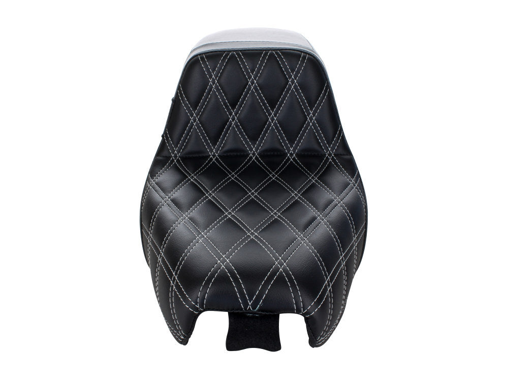 LePera Seats LP-LK-596DDW Kickflip Dual Seat w/White Double Diamond Stitch for Sportster 04-06 & 10-21 w/either 3.3 or 4.5 Gallon Tank