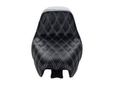 LePera Seats LP-LK-596DDW Kickflip Dual Seat w/White Double Diamond Stitch for Sportster 04-06 & 10-21 w/either 3.3 or 4.5 Gallon Tank