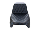 LePera Seats LP-LK-597DDB Kickflip Dual Seat w/Blue Double Diamond Stitch for Touring 08-23