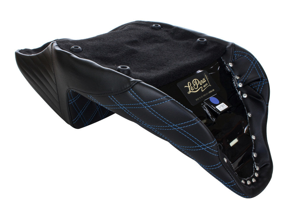 LePera Seats LP-LK-597DDB Kickflip Dual Seat w/Blue Double Diamond Stitch for Touring 08-23