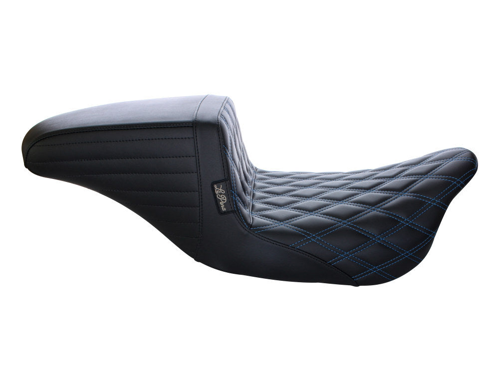 LePera Seats LP-LK-597DDB Kickflip Dual Seat w/Blue Double Diamond Stitch for Touring 08-23