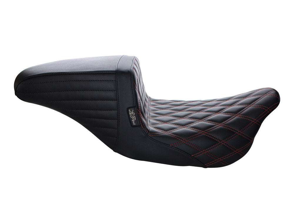 LePera Seats LP-LK-597DDR Kickflip Dual Seat w/Red Double Diamond Stitch for Touring 08-23