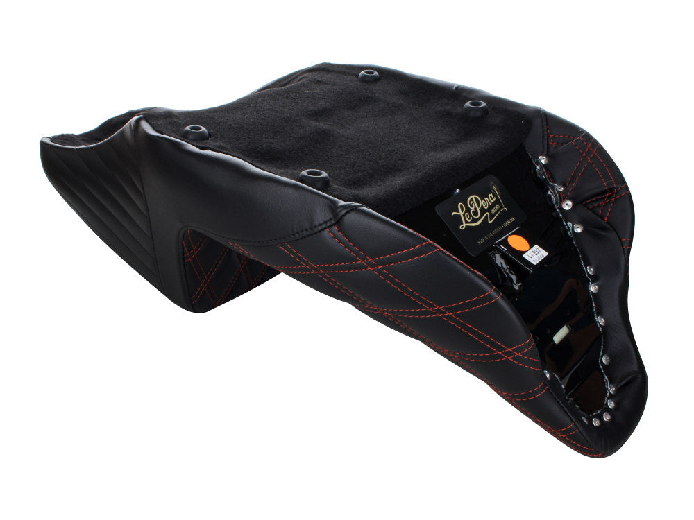 LePera Seats LP-LK-597DDR Kickflip Dual Seat w/Red Double Diamond Stitch for Touring 08-23