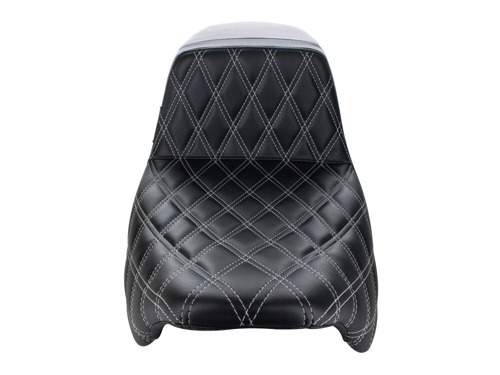 LePera Seats LP-LK-597DDW Kickflip Dual Seat w/White Double Diamond Stitch for Touring 08-23