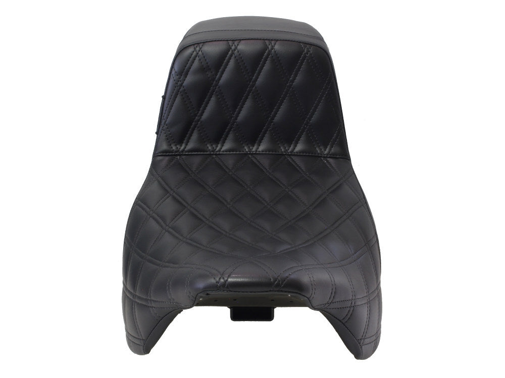 LePera Seats LP-LK-597DLDD Kickflip Daddy Long Legs Dual Seat w/Black Double Diamond Stitch for Touring 08-23