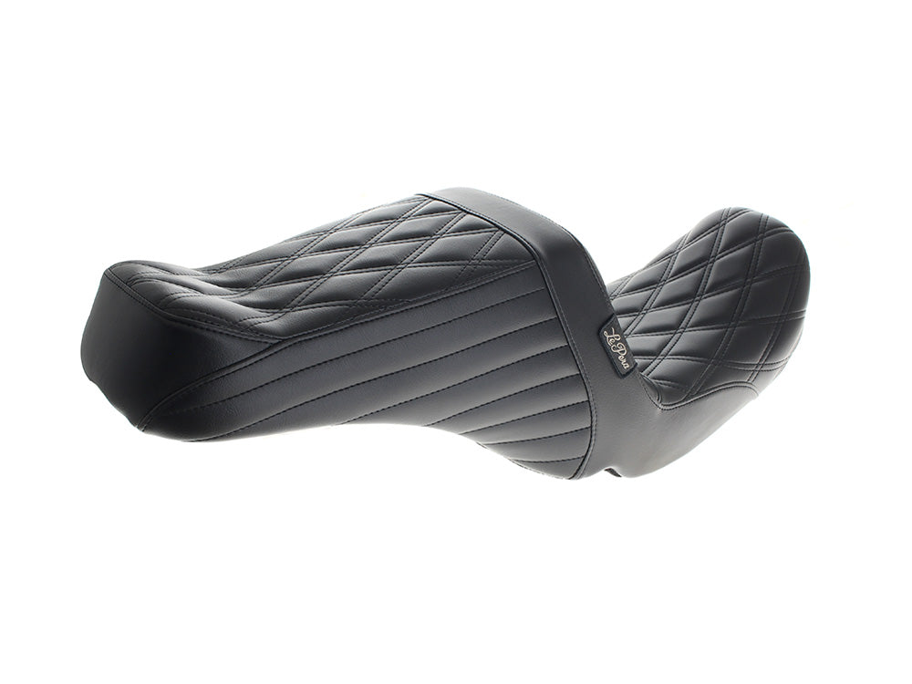 LePera LP-LKU-581DD TailWhip Up Front Reduced Reach Dual Seat w/Black Double Diamond Stitch for Harley-Davidson Dyna 06-17