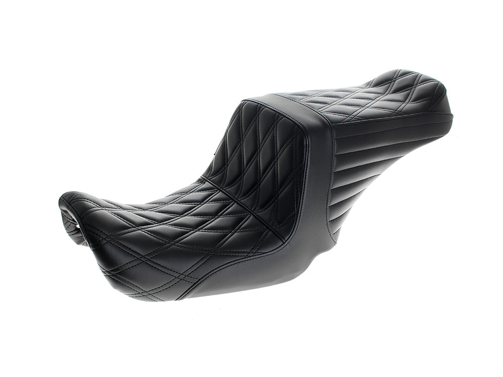 LePera LP-LKU-581DD TailWhip Up Front Reduced Reach Dual Seat w/Black Double Diamond Stitch for Harley-Davidson Dyna 06-17