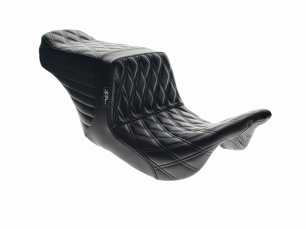 LePera LP-LKU-587DD TailWhip Up Front Reduced Reach Dual Seat w/Black Double Diamond Stitch for most Touring 08-24