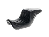 LePera LP-LKU-591DD KickFlip Up Front Reduced Reach Dual Seat w/Black Double Diamond Stitch for Harley-Davidson Dyna 06-17