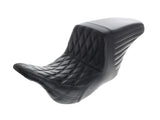 LePera LP-LKU-597DD KickFlip Up Front Reduced Reach Dual Seat w/Black Double Diamond Stitch for most Harley-Davidson Touring 08-24