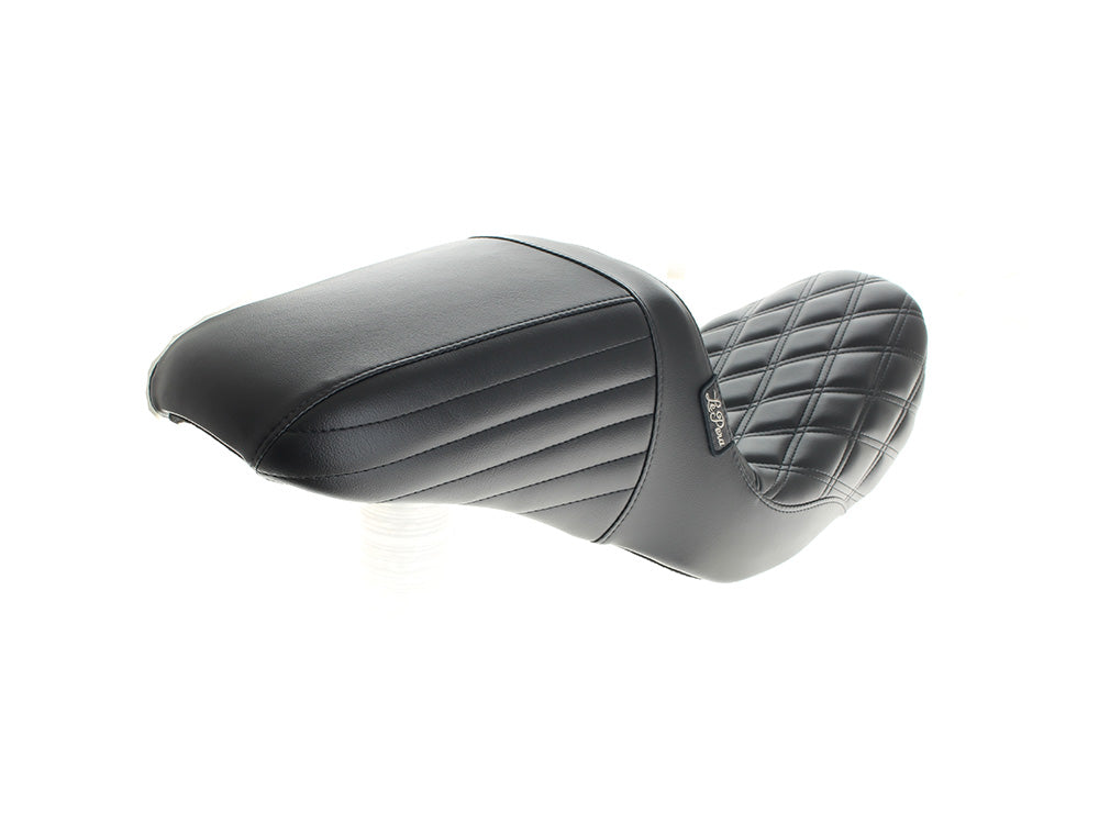 LePera LP-LN-591DD KickFlip Dual Seat w/Black Double Diamond Stitch for Harley-Davidson Dyna 96-03