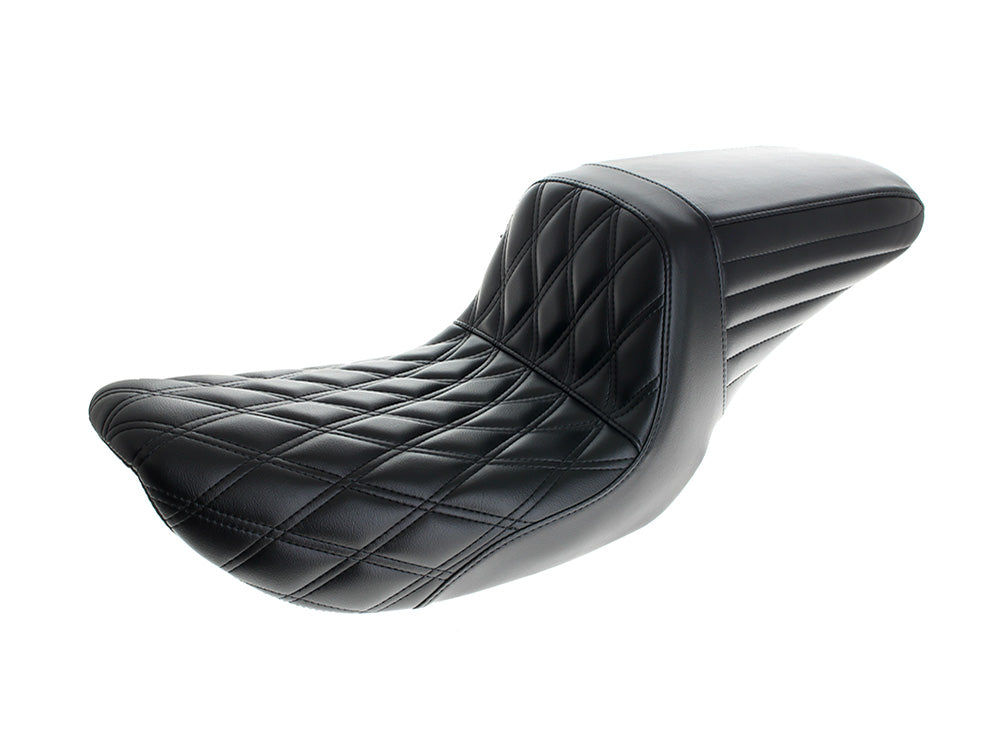 LePera LP-LN-591DD KickFlip Dual Seat w/Black Double Diamond Stitch for Harley-Davidson Dyna 96-03