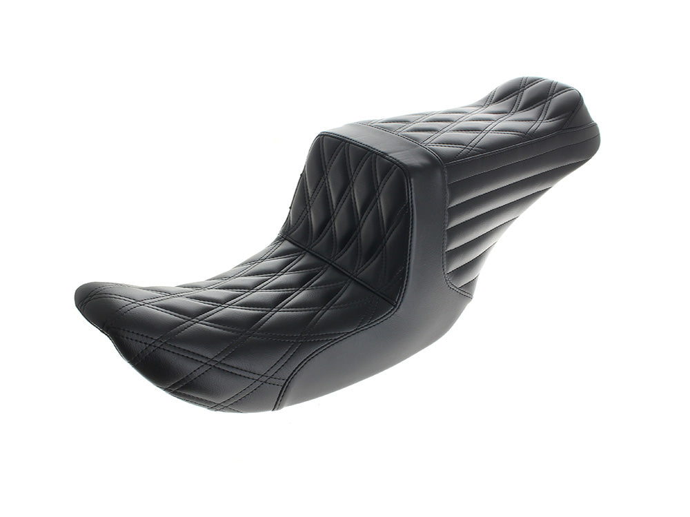 LePera LP-LNU-581DD TailWhip Up Front Reduced Reach Dual Seat w/Black Double Diamond Stitch for Harley-Davidson Dyna 96-03