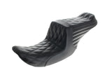 LePera LP-LNU-581DD TailWhip Up Front Reduced Reach Dual Seat w/Black Double Diamond Stitch for Harley-Davidson Dyna 96-03